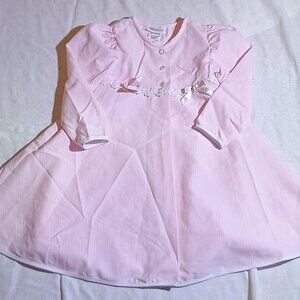 Bonnie Jean / Housecoat / Kids Girls / Size 5 / Pink Gingham Long Sleeve with Bo